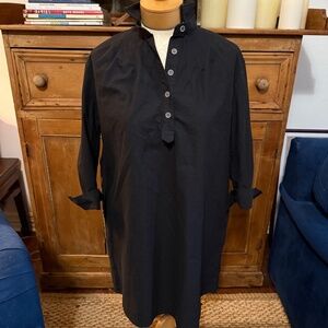 Tuckernuck Pomander Place Black Tunic Dress Collared Popover Shirt Dress S